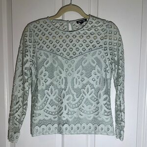 Express Lace Long Sleeve Top - Light Green